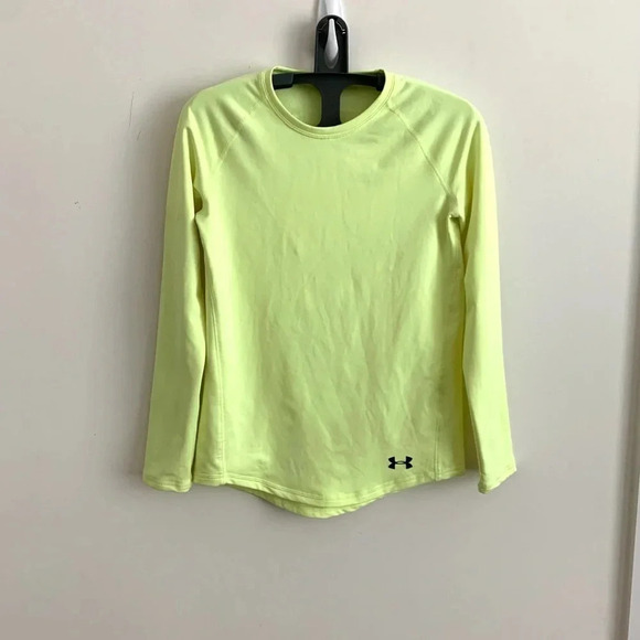 Under Armour Fitted Heat Gear neon yellow top Shirt - Picture 1 of 4